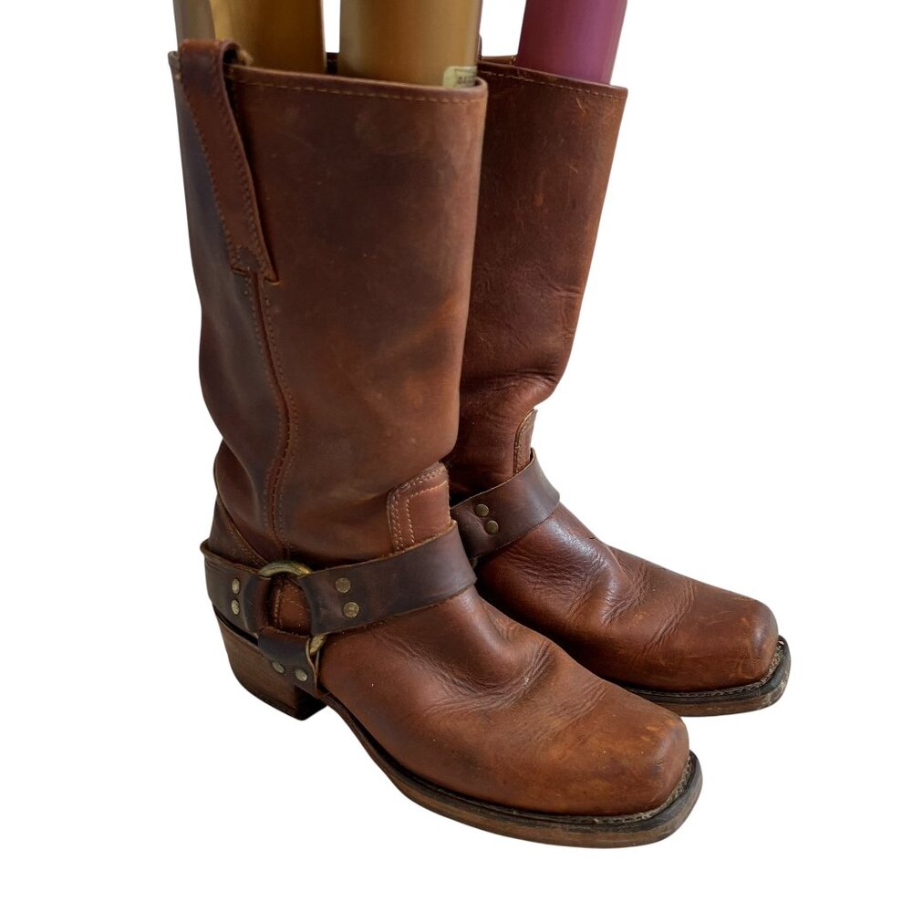 Frye Brown Leather Combat & Moto Boots